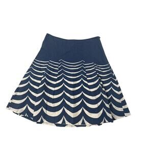 Boden Navy and White Patterned A-Line Skirt
